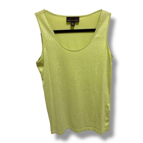 Dana Buchman Sequined Tank Top Size M Cotton Modal Blend Light Green - Picture 1 of 7